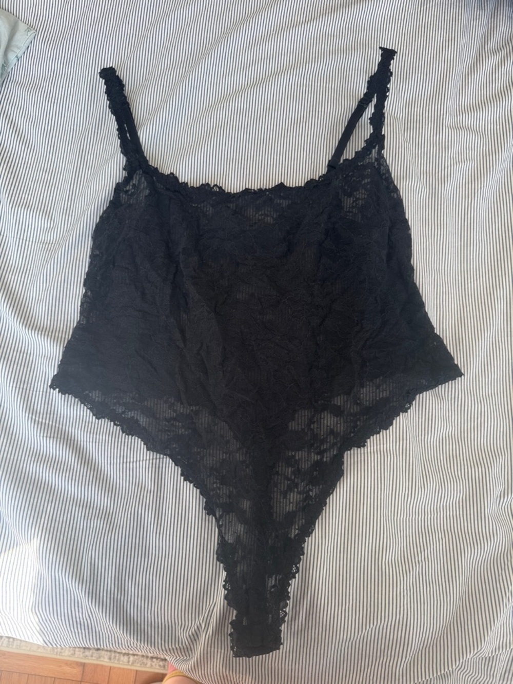 SKIMS Black Lace Thong Bodysuit - Women Intimates